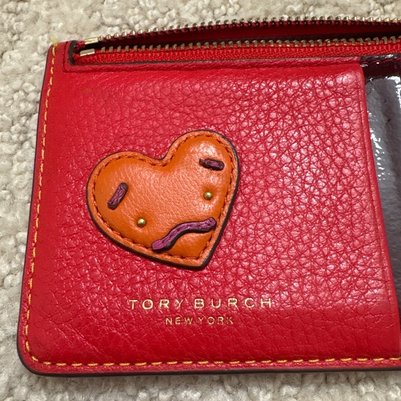 Tory Burch Perry Patchwork Hearts Card Case Zip Wallet ID - Picture 2 of 7